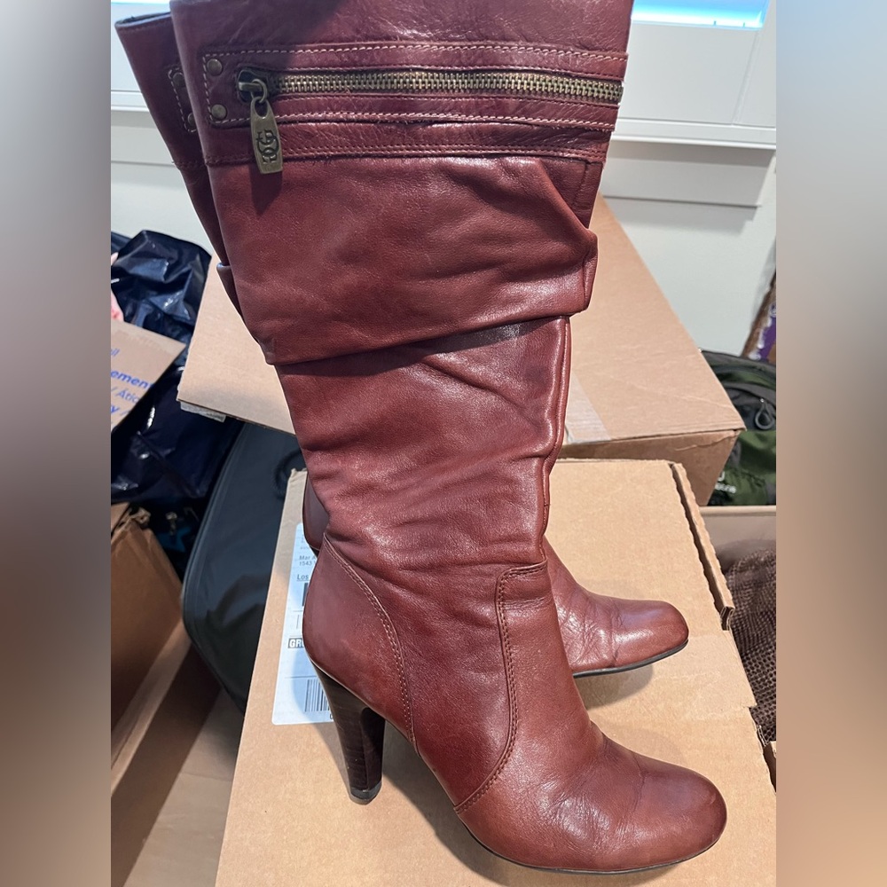 Guess Brown Heeled Leather Boots
